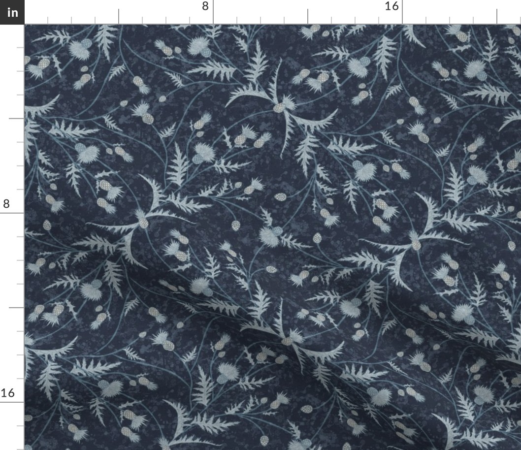 Bella Nora Blue thistle climbing vines pattern