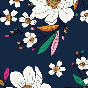 Flower fun in navy - large