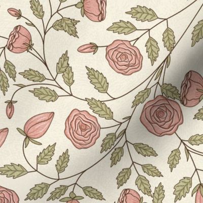 Bella Nora Pink roses trailing pattern