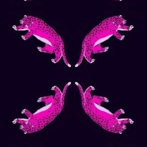 Jungle cats - pink and midnight navy medium