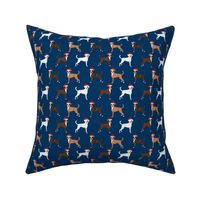 boxer santa paws fabric - cute christmas dog design - navy