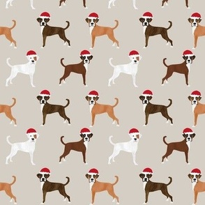 boxer santa paws fabric - cute christmas dog design - tan