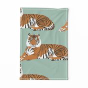 Tigers in robins egg blue - large scale