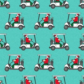 Golf Cart Santa - Christmas Holiday - aqua - LAD20