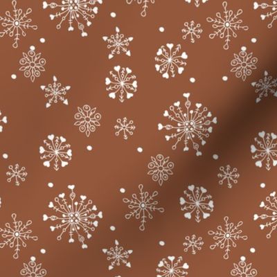 Little snow flake and crystal sparkle abstract winter wonderland design neutral nursery trend rust white