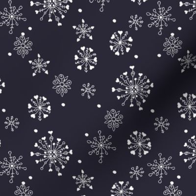 Little snow flake and crystal sparkle abstract winter wonderland design neutral nursery trend midnight navy blue