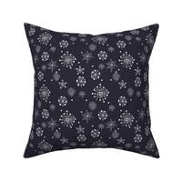 Little snow flake and crystal sparkle abstract winter wonderland design neutral nursery trend midnight navy blue