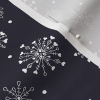 Little snow flake and crystal sparkle abstract winter wonderland design neutral nursery trend midnight navy blue