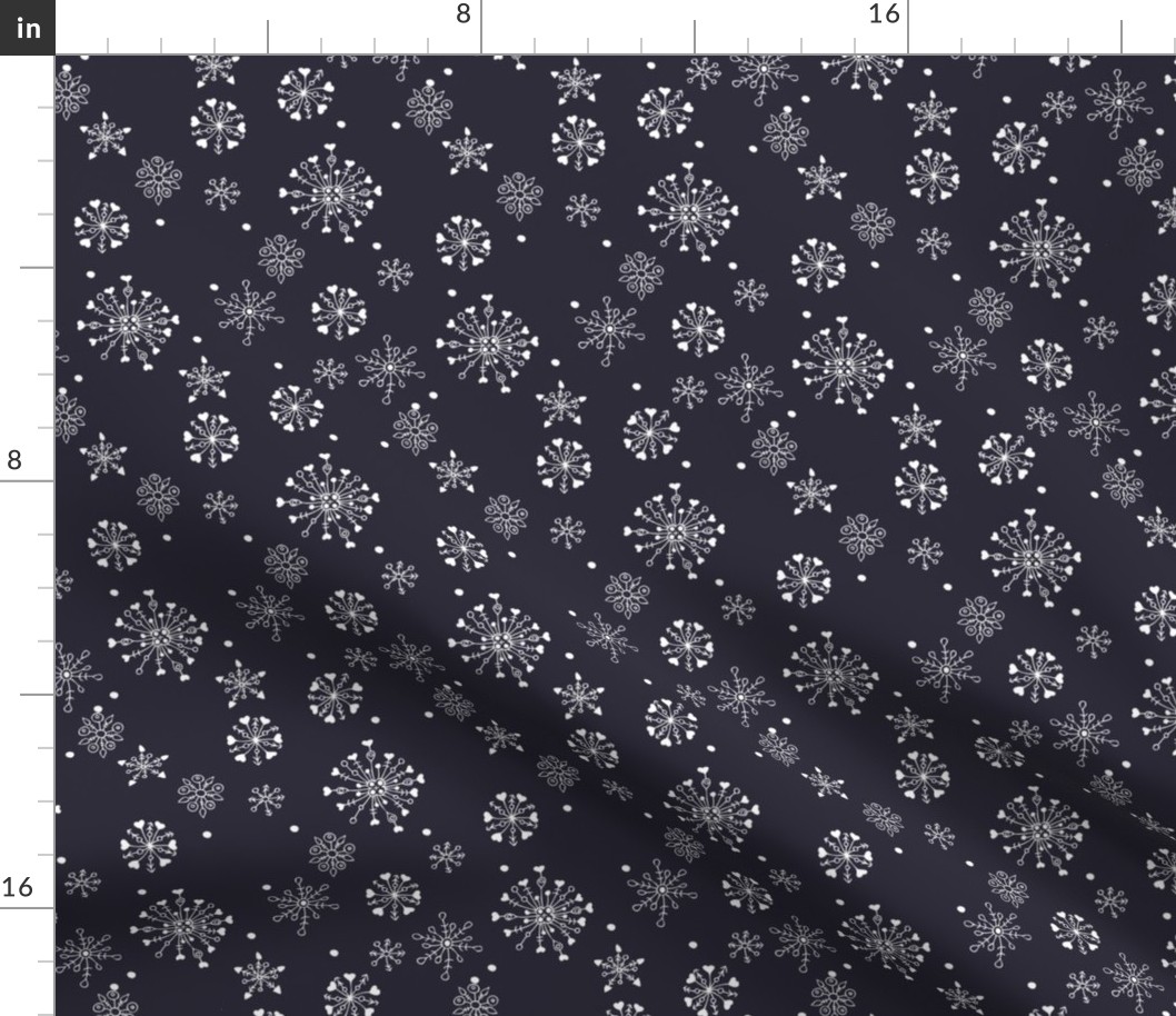 Little snow flake and crystal sparkle abstract winter wonderland design neutral nursery trend midnight navy blue