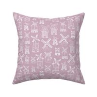 Little windmills of the netherlands holland travel icon design purple mauve