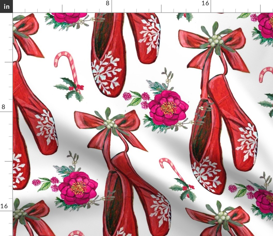 Snowflake Ballet shoes, candy canes,  poinsettia
