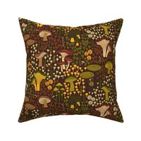 Mid Century Mushrooms ~ Brown Yellow Green