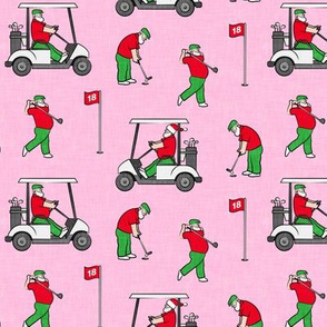 Golfing Santa - golf themed Santa Claus Christmas - pink - LAD20