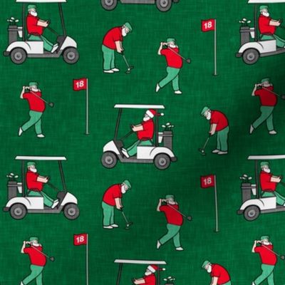 Golfing Santa - golf themed Santa Claus Christmas - green - LAD20