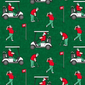 Golfing Santa - golf themed Santa Claus Christmas - green - LAD20