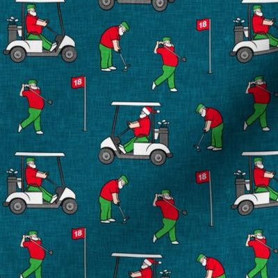 Golfing Santa - golf themed Santa Claus Christmas - teal - LAD20