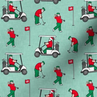 Golfing Santa - golf themed Santa Claus Christmas - mint - LAD20