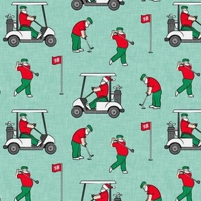 Golfing Santa - golf themed Santa Claus Christmas - mint - LAD20