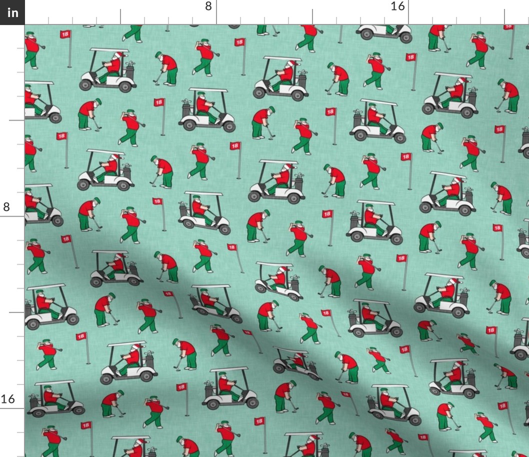 Golfing Santa - golf themed Santa Claus Christmas - mint - LAD20