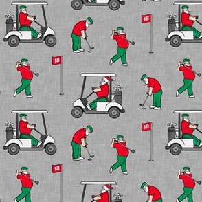 Golfing Santa - golf themed Santa Claus Christmas - grey - LAD20