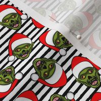 (small scale) Santa Zombies - zombie holiday fabric - black stripes - LAD20