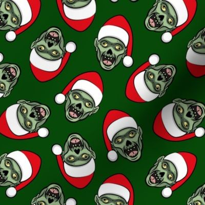 Santa Zombies - zombie holiday fabric - green - LAD20