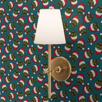 Santa Zombies - zombie holiday fabric - teal - LAD20