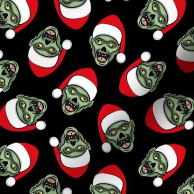 Santa Zombies - zombie holiday fabric - black - LAD20