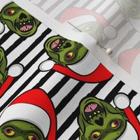 Santa Zombies - zombie holiday fabric - black stripes - LAD20