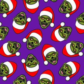 Santa Zombies - zombie holiday fabric - purple - LAD20