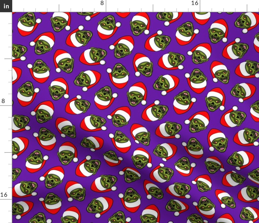 Santa Zombies - zombie holiday fabric - purple - LAD20