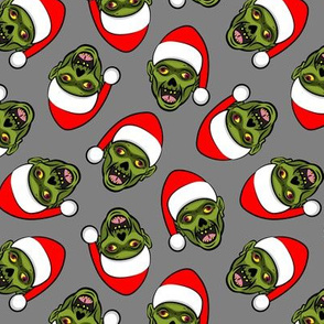 Santa Zombies - zombie holiday fabric - grey - LAD20