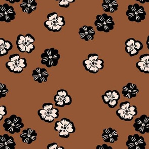 Vintage violet blossom autumn winter garden botanical vintage leaves and flowers fall nursery seventies style rust black neutral