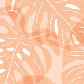 JUMBO freehand monstera_pale peach linen texture