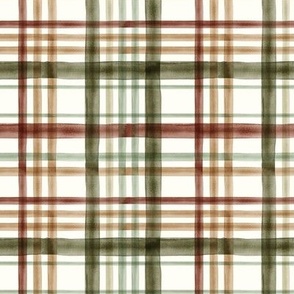 (small scale) Fall Plaid - Watercolor - green - LAD19BS