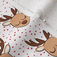Cute Reindeer - Christmas Holiday fabric - red polka dots - LAD20