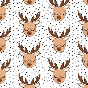 Cute Reindeer - Christmas Holiday fabric - black polka dots - LAD20