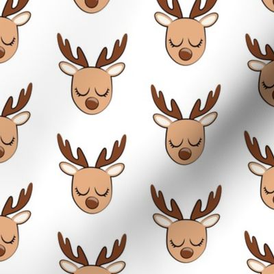 Cute Reindeer - Christmas Holiday fabric - white - LAD20