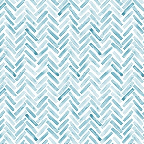 Light Aqua Blue Painted Chevron Herringbone Wallpaper