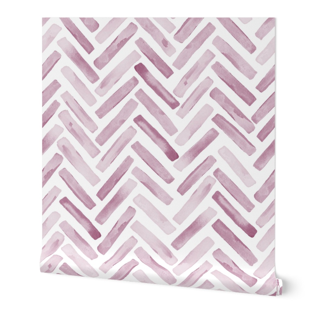 Aquarelle Herringbone Chevron - purple grape