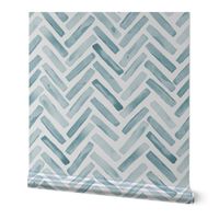 Seafoam Blue Painted Chevron Herringbone