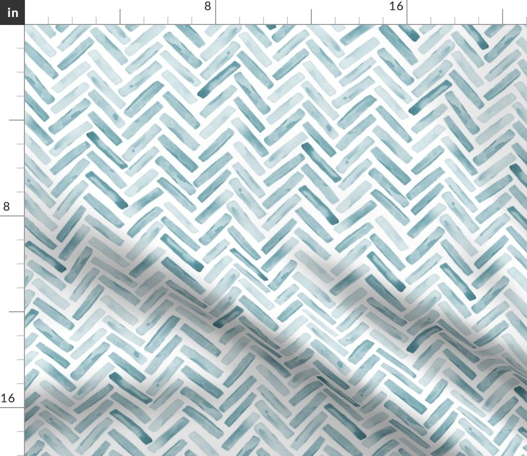 Seafoam Blue Painted Chevron Herringbone