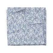 Indigo Blue Painted Chevron Herringbone Aquarel