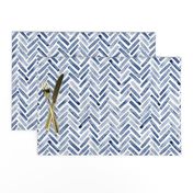 Indigo Blue Painted Chevron Herringbone Aquarel