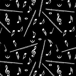 Flute Music Note Pattern Black