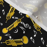 Trumpet Music Notes Pattern Black