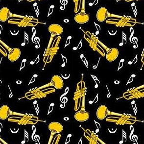 Trumpet Music Notes Pattern Black
