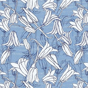 White Lilies  Denim Blue