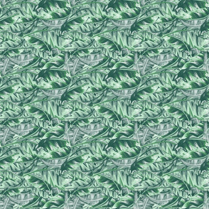 Banana Leaves- Tropical Green Color Block Leaves- Emerald- Small Scale
