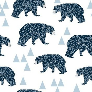 geo bear fabric - navy and blue